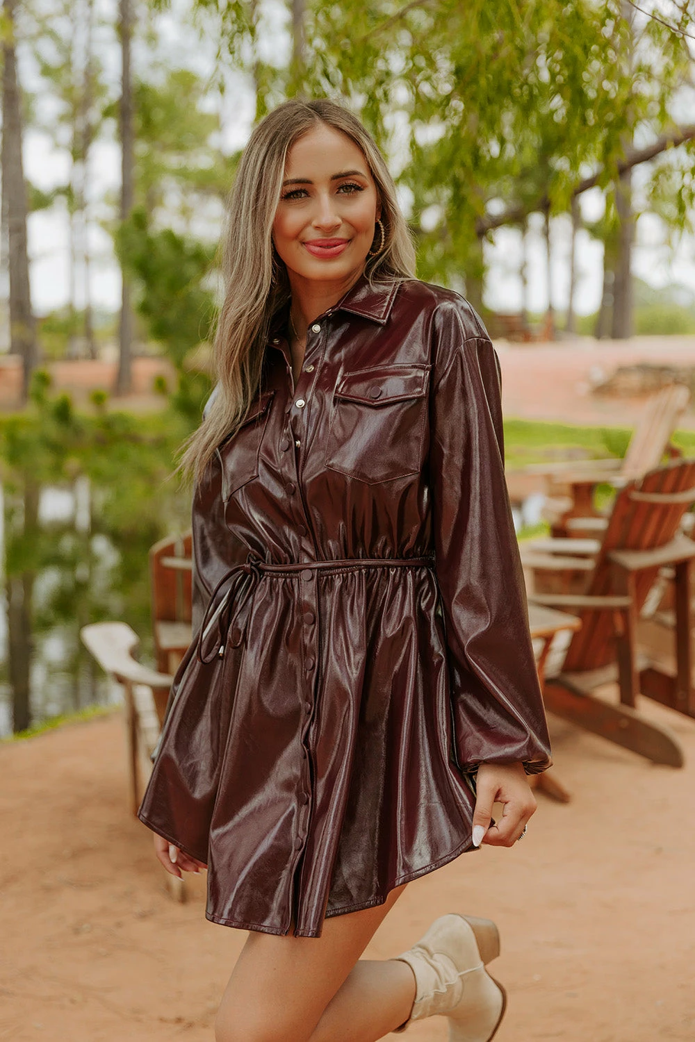 BuddyLove Ariella Button Up Mini Dress - Ruby 4 BuddyLove Ariella Button Up Mini Dress - Ruby - Image 2