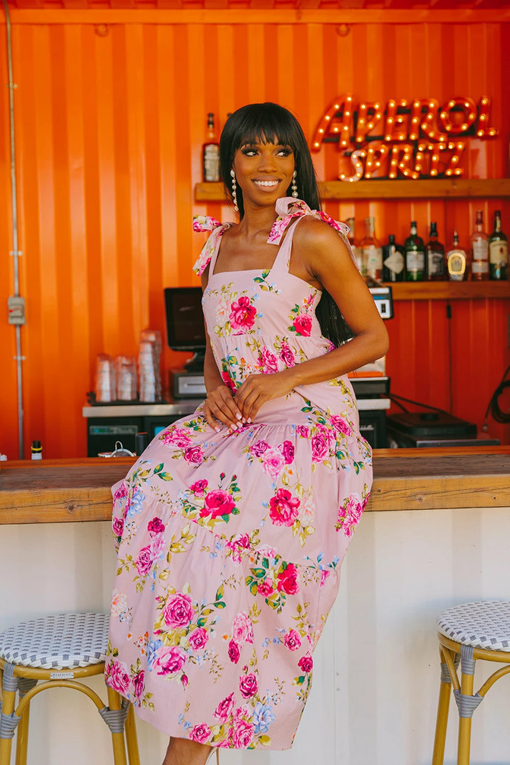 BuddyLove Arlene Tie-Shoulder Maxi Dress - Blushing 4 BuddyLove Arlene Tie-Shoulder Maxi Dress - Blushing - Image 2