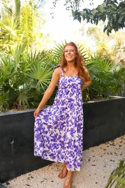 BuddyLove Arlene Tie-Shoulder Maxi Dress - Purple Floral