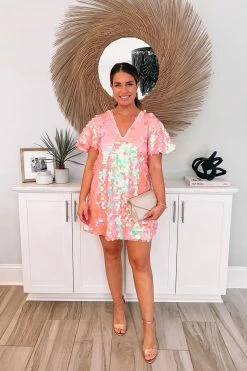 BuddyLove Taya Sequin Short Dress - Blush -US Skirt Sales Store Aubrey.alley2