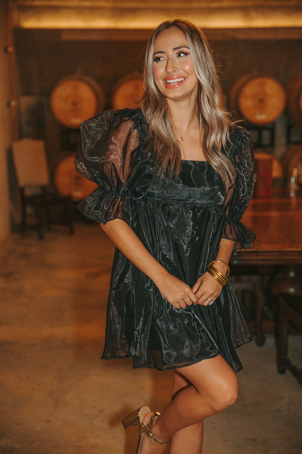 BuddyLove Betsy Puff Sleeve Babydoll Dress - Raven 4 BuddyLove Betsy Puff Sleeve Babydoll Dress - Raven - Image 2