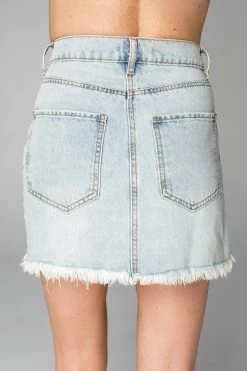 BuddyLove Sharon Distressed Denim Mini Skirt - Light Wash -US Skirt Sales Store CG3068SharonLightWashBack