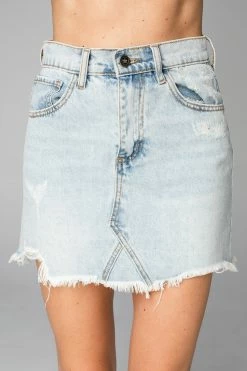 BuddyLove Sharon Distressed Denim Mini Skirt - Light Wash