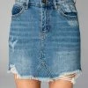 BuddyLove Sharon Distressed Denim Mini Skirt - Medium Wash