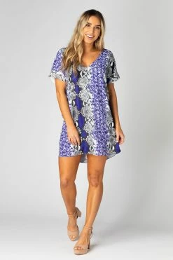 BuddyLove Baker V-Neck Shift Dress - Purple Boa 13 BuddyLove Baker V-Neck Shift Dress - Purple Boa -US Skirt Sales Store CG3448BakerPurpleFull
