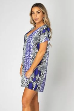 BuddyLove Baker V-Neck Shift Dress - Purple Boa 11 BuddyLove Baker V-Neck Shift Dress - Purple Boa -US Skirt Sales Store CG3448BakerPurpleSide