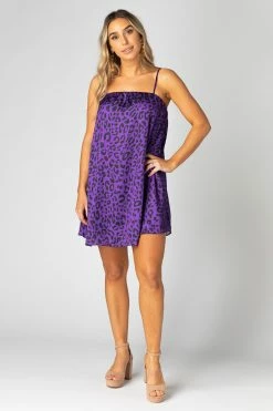 BuddyLove Sandra Swing Mini Dress - Purple Cat -US Skirt Sales Store CG3516SandraPurpleCatFull