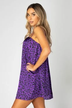 BuddyLove Sandra Swing Mini Dress - Purple Cat -US Skirt Sales Store CG3516SandraPurpleCatSide