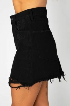 BuddyLove Sharon Distressed Mini Skirt - Black -US Skirt Sales Store CG3522SahronBlackSide