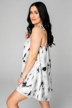 BuddyLove Rizzo Tie Shoulder Swing Dress - Black Tie-Dye -US Skirt Sales Store CG4066RizzoBlackTieDyeSide