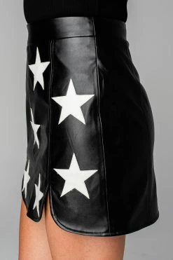 BuddyLove Ali Vegan Leather Skirt - Black/White -US Skirt Sales Store CG4075AliBlackSide