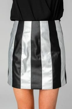 BuddyLove Janelle Vegan Leather Skirt - Black/Silver