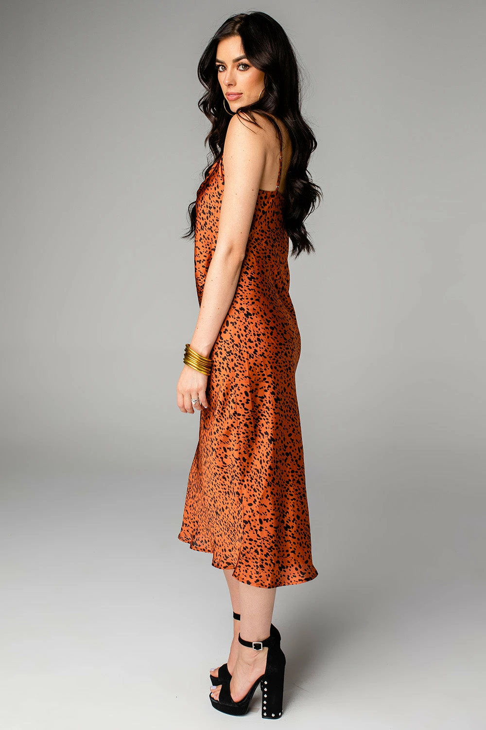 BuddyLove Tracy Midi Slip Dress - Cognac 5 BuddyLove Tracy Midi Slip Dress - Cognac - Image 3