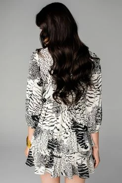 BuddyLove Sadie Tie Front Ruffled Dress - Arctic 10 BuddyLove Sadie Tie Front Ruffled Dress - Arctic -US Skirt Sales Store CG4182SadieArticBack