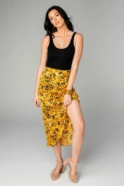 BuddyLove Marie Zip Fron Midi Skirt - Tortoiseshell -US Skirt Sales Store CG4221MarieTortoiseshellFrontFull