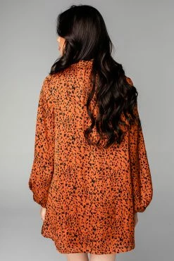 BuddyLove Leah Button Up Short Dress - Cognac -US Skirt Sales Store CG4228LeahCognacBack