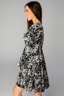 BuddyLove Doris Tiered Mini Dress - Domino -US Skirt Sales Store CG4333DorisDominoSide