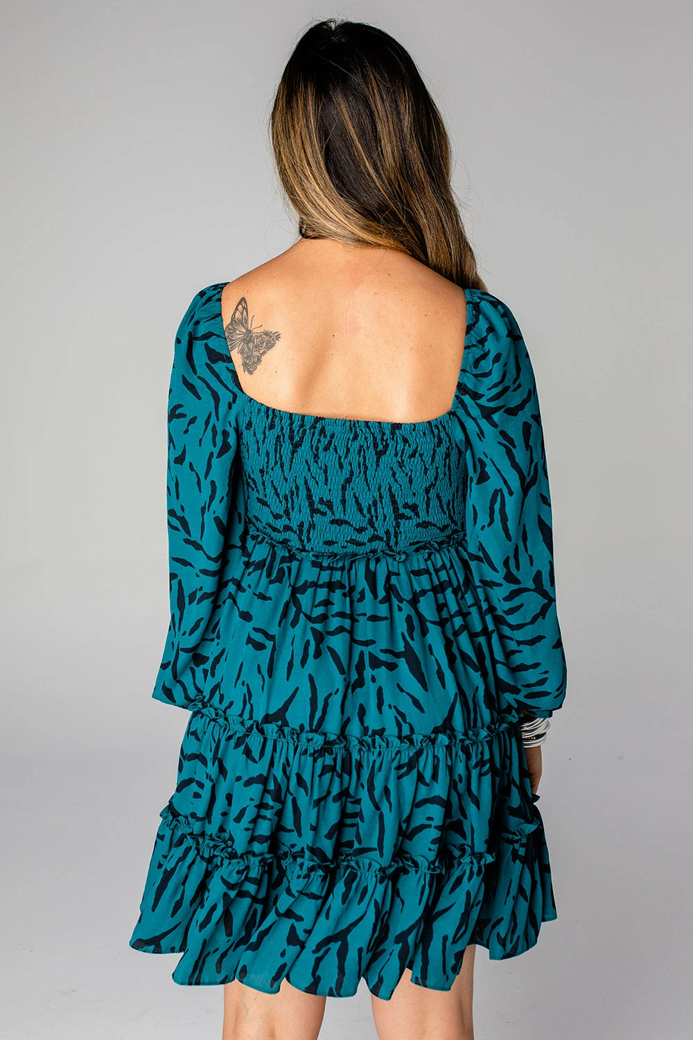 BuddyLove Doris Tiered Mini Dress - Juniper 6 BuddyLove Doris Tiered Mini Dress - Juniper - Image 4