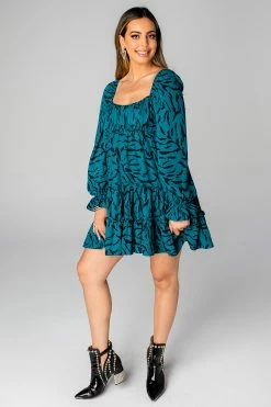 BuddyLove Doris Tiered Mini Dress - Juniper 11 BuddyLove Doris Tiered Mini Dress - Juniper -US Skirt Sales Store CG4334DorisJuniperFrontFull