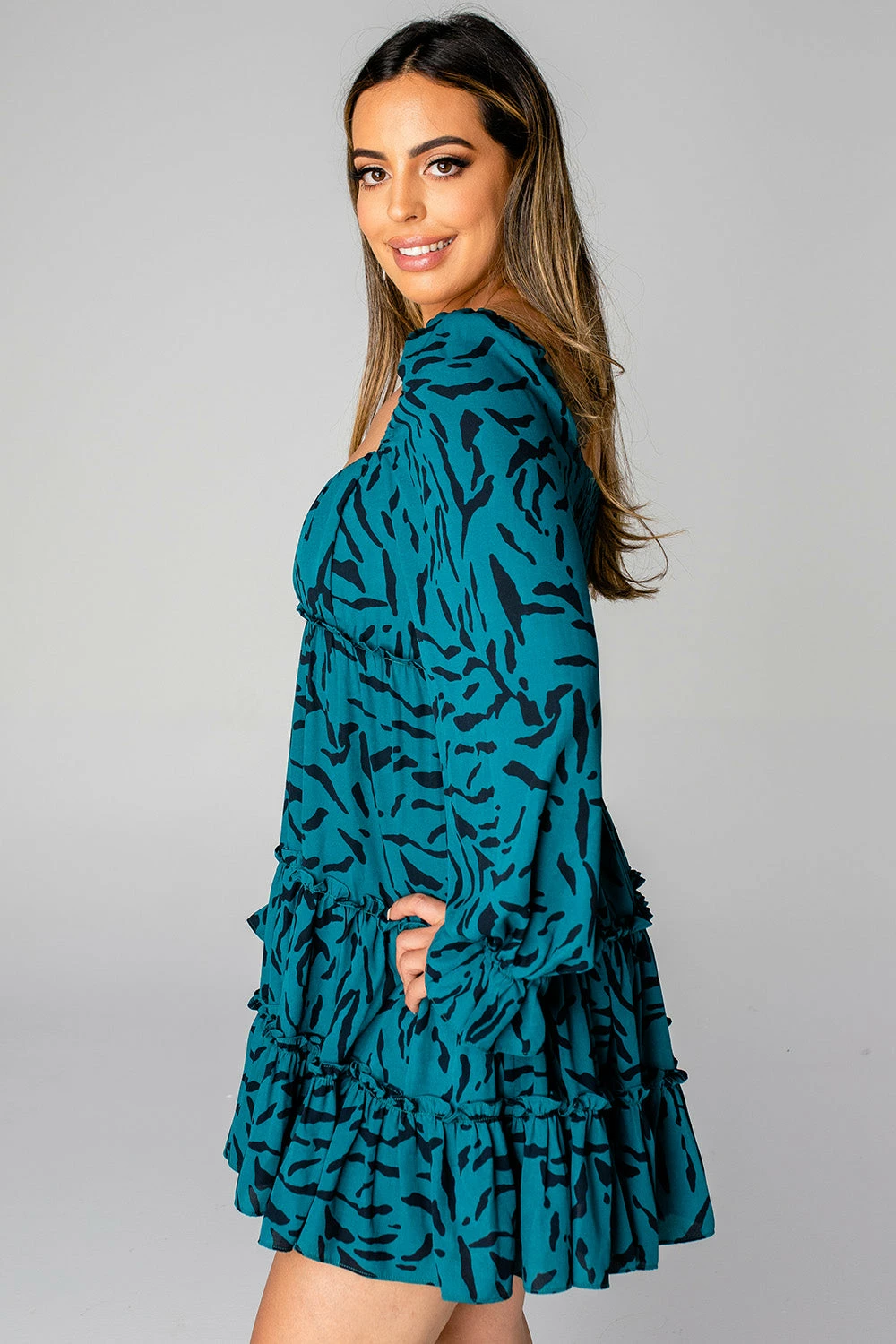 BuddyLove Doris Tiered Mini Dress - Juniper 5 BuddyLove Doris Tiered Mini Dress - Juniper - Image 3