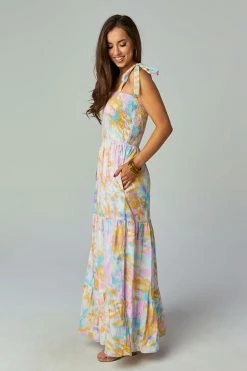 BuddyLove Stephanie Tie Shoulder Maxi Dress - Daffodil -US Skirt Sales Store CG4346StephanieDaffodilSide