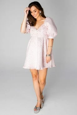 BuddyLove Poppy Puff Sleeve Mini Dress - Pinkie -US Skirt Sales Store CG4367PoppyPinkieFrontFull