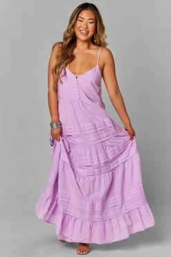 BuddyLove Jaxon Tiered Maxi Dress - Lavender -US Skirt Sales Store CG4437JaxonLavenderFront3