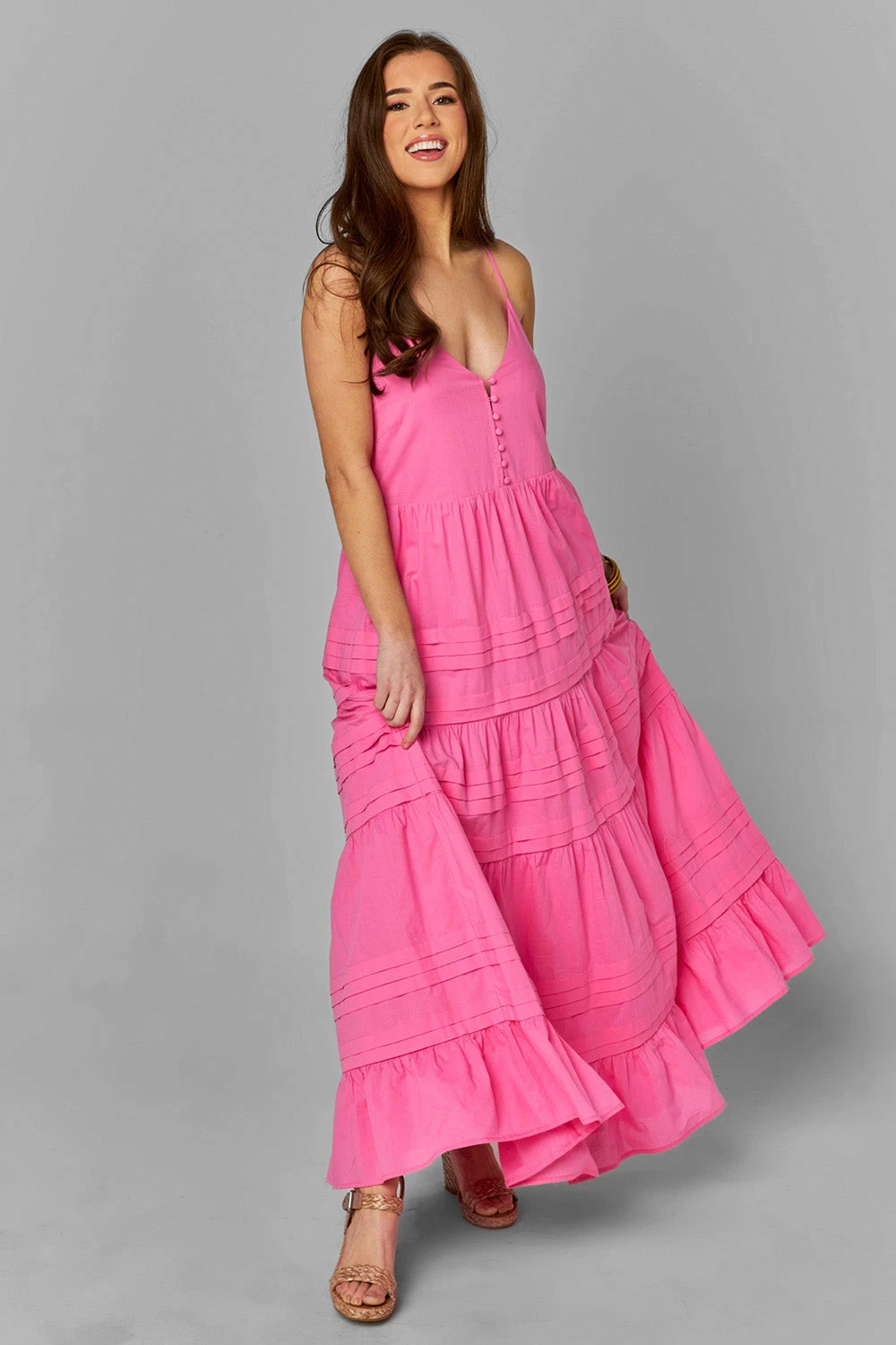BuddyLove Jaxon Tiered Maxi Dress - Pink 6 BuddyLove Jaxon Tiered Maxi Dress - Pink - Image 4