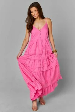 BuddyLove Jaxon Tiered Maxi Dress - Pink 12 BuddyLove Jaxon Tiered Maxi Dress - Pink -US Skirt Sales Store CG4437JaxonPinkFront5