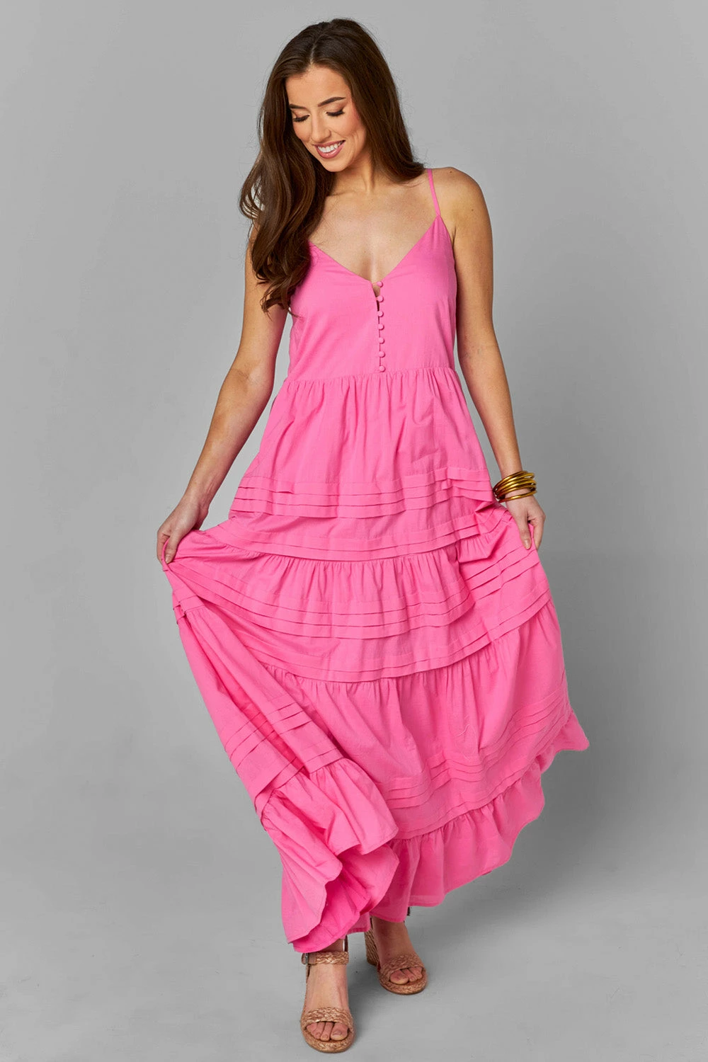 BuddyLove Jaxon Tiered Maxi Dress - Pink 5 BuddyLove Jaxon Tiered Maxi Dress - Pink - Image 3