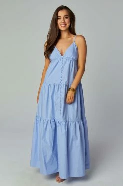 BuddyLove Kenna Tiered Maxi Dress - Blue 10 BuddyLove Kenna Tiered Maxi Dress - Blue -US Skirt Sales Store CG4438KennaBlueFront