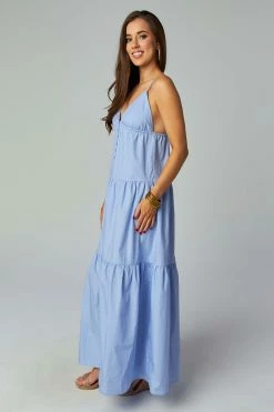 BuddyLove Kenna Tiered Maxi Dress - Blue 11 BuddyLove Kenna Tiered Maxi Dress - Blue -US Skirt Sales Store CG4438KennaBlueSide