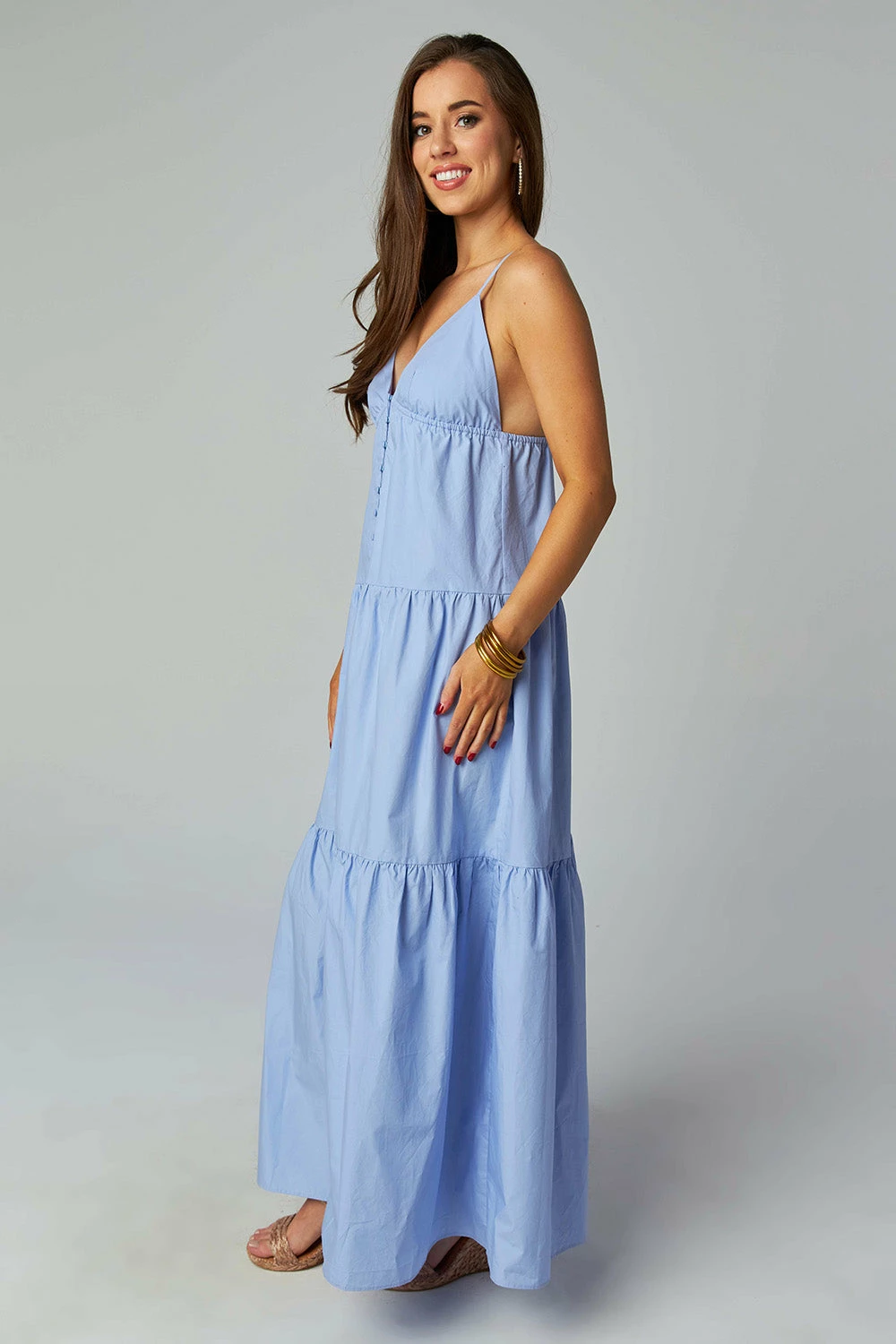 BuddyLove Kenna Tiered Maxi Dress - Blue 6 BuddyLove Kenna Tiered Maxi Dress - Blue - Image 4