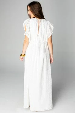 BuddyLove Amelia Ruffle Sleeve Maxi Dress - White Eyelet -US Skirt Sales Store CG4441AmeliaWhiteEyeletBack