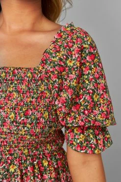 BuddyLove Andi Square Neck Short Dress - Rosebud -US Skirt Sales Store CG4469AndiRosebudCloseShoulder