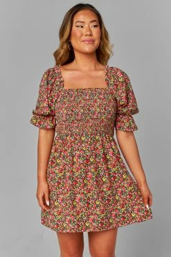 BuddyLove Andi Square Neck Short Dress - Rosebud -US Skirt Sales Store CG4469AndiRosebudFront3