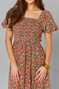 BuddyLove Babs Smocked Midi Dress - Rosebud -US Skirt Sales Store CG4477BabsRosebudCloseFront