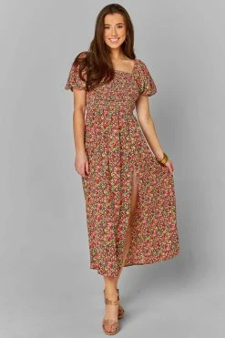 BuddyLove Babs Smocked Midi Dress - Rosebud -US Skirt Sales Store CG4477BabsRosebudFront