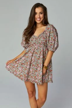 BuddyLove Poppy Puff Sleeve Mini Dress - Windsor -US Skirt Sales Store CG4491PoppyWindsorFront