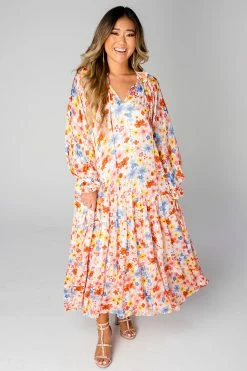 BuddyLove Greta Long Sleeve Maxi Dress - Wild Flower -US Skirt Sales Store CG4504GretaWildFlowerFRontFull3