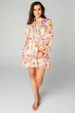 BuddyLove Grace Long Sleeve Short Dress - Wild Flower 16 BuddyLove Grace Long Sleeve Short Dress - Wild Flower -US Skirt Sales Store CG4505GraceWildFlowerFrontFull
