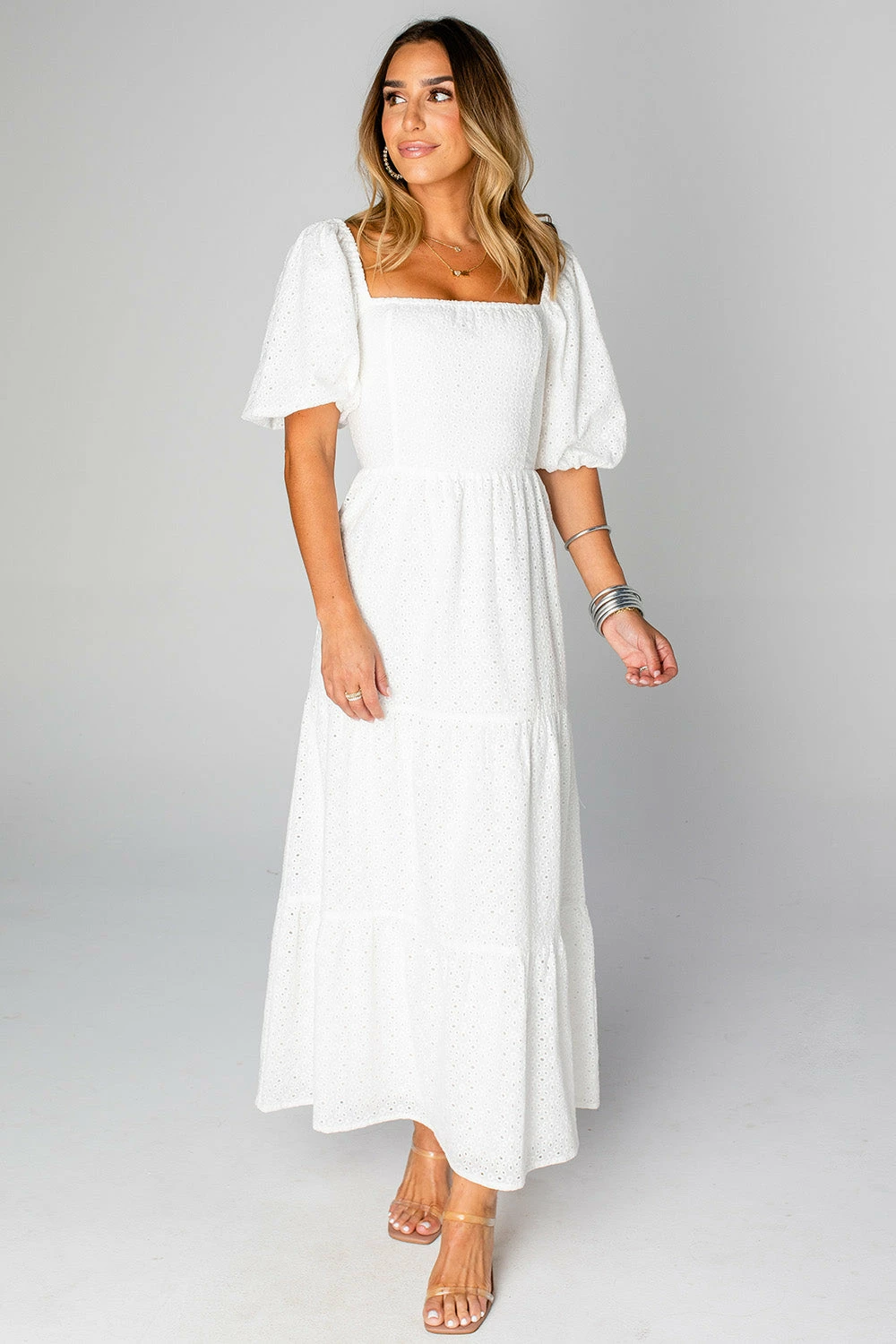 BuddyLove Posie Puff Sleeve Maxi Dress - White Eyelet 4 BuddyLove Posie Puff Sleeve Maxi Dress - White Eyelet - Image 2