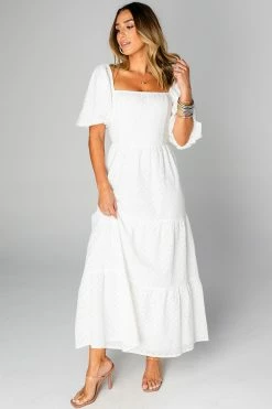 BuddyLove Posie Puff Sleeve Maxi Dress - White Eyelet 15 BuddyLove Posie Puff Sleeve Maxi Dress - White Eyelet -US Skirt Sales Store CG4511PosieWhiteEyeletFrontFull2