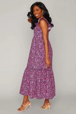 BuddyLove Anastasia Ruffle Shoulder Midi Dress - Thorn -US Skirt Sales Store CG4535AnastsiaThornSide