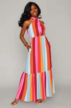 BuddyLove Pepper High Neck Maxi Dress - Cabana -US Skirt Sales Store CG4615PepperCabanaFront