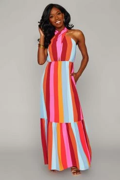 BuddyLove Pepper High Neck Maxi Dress - Cabana -US Skirt Sales Store CG4615PepperCabanaFront2