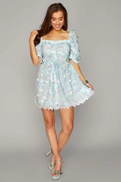 BuddyLove Colby Puff Sleeve Mini Dress - Iridescent -US Skirt Sales Store CG4658ColbyIridescentFullFront2