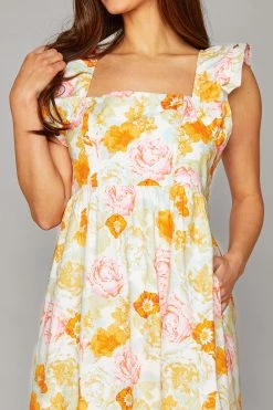 BuddyLove Anastasia Ruffle Shoulder Midi Dress - Creamsicle 16 BuddyLove Anastasia Ruffle Shoulder Midi Dress - Creamsicle -US Skirt Sales Store CG4661AnastasiaCreamsicleCloseFront