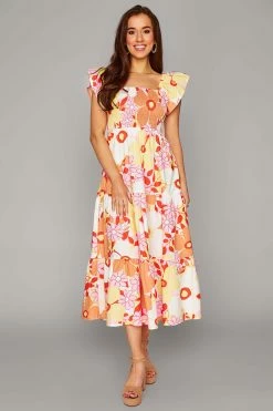 BuddyLove Brynn Ruffle Shoulder Midi Dress - Arboretum -US Skirt Sales Store CG4666BrynnArboretumFront3