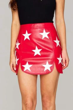 BuddyLove Ali Vegan Leather Skirt - Red/White -US Skirt Sales Store CG4692AliRedFrontClose